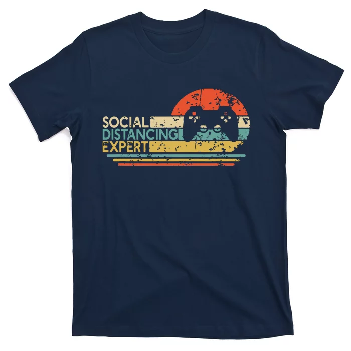 Social Distancing Expert Gaming Vintage Video Gamer Gift T-Shirt