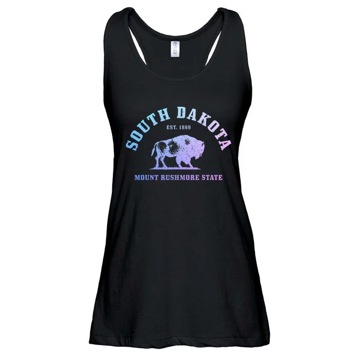 South Dakota Est. 1889 Mount Rushmore State Bison Vintage Ladies Essential Flowy Tank