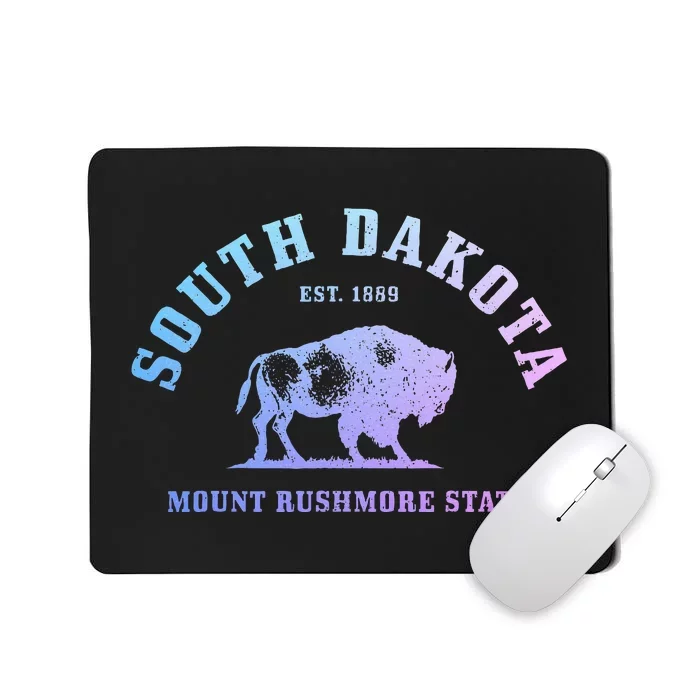 South Dakota Est. 1889 Mount Rushmore State Bison Vintage Mousepad