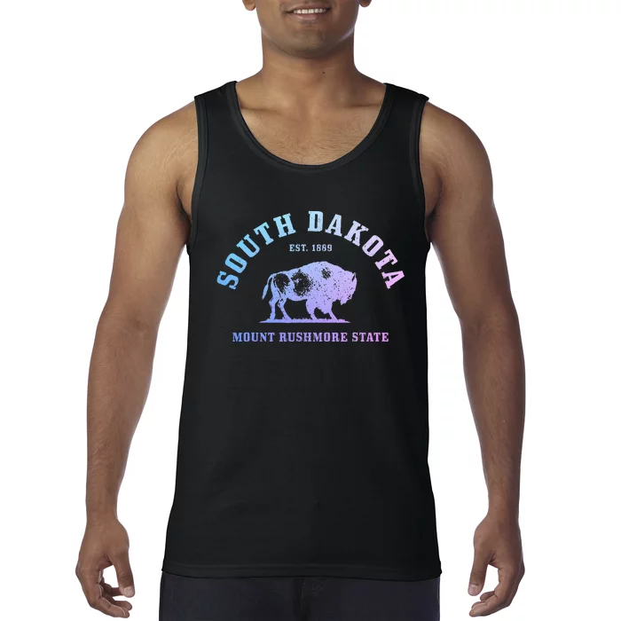 South Dakota Est. 1889 Mount Rushmore State Bison Vintage Tank Top