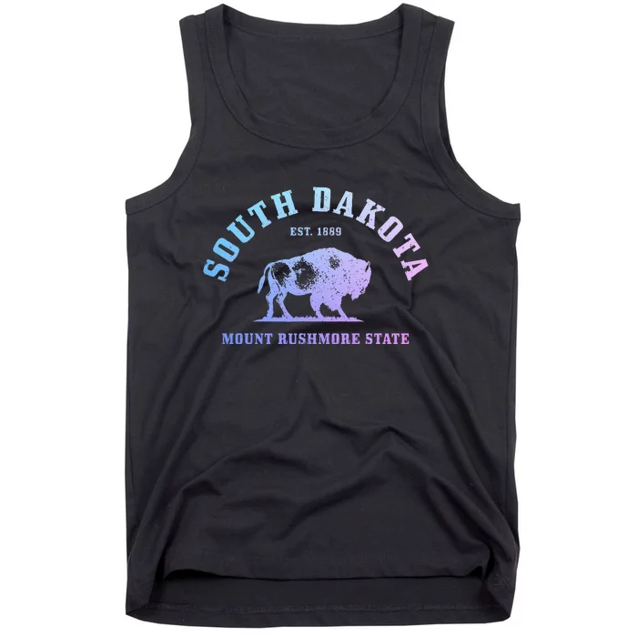 South Dakota Est. 1889 Mount Rushmore State Bison Vintage Tank Top