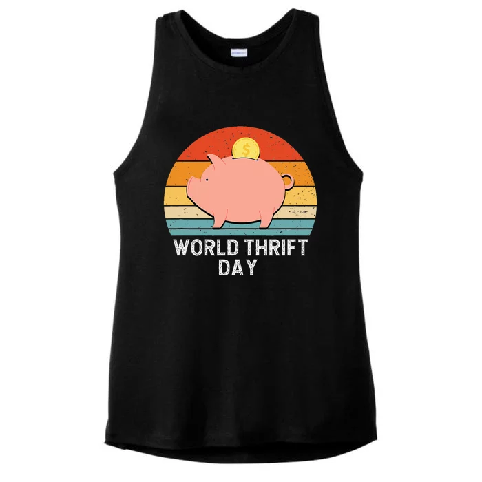 Savings Day Economics Students Teachers World Thrift Day Ladies Tri-Blend Wicking Tank