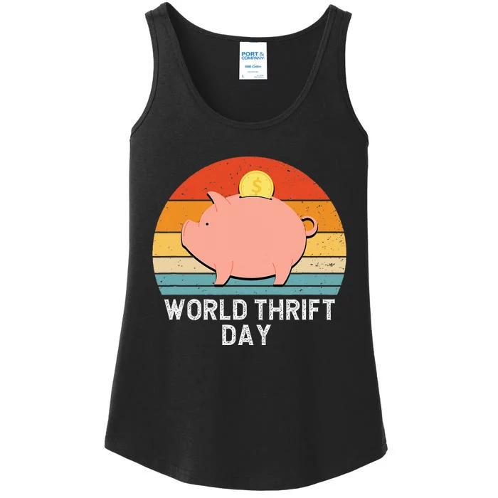 Savings Day Economics Students Teachers World Thrift Day Ladies Essential Tank