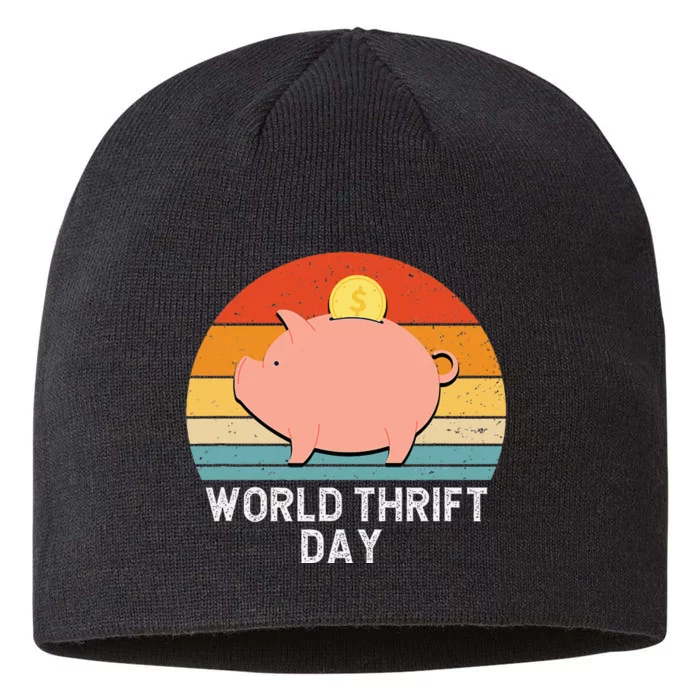 Savings Day Economics Students Teachers World Thrift Day 8 1/2in Sustainable Knit Beanie