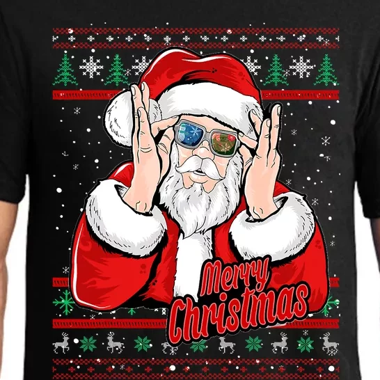 Santa DJ EDM Novelty Christmas DJ Xmas Holiday Pajama Set