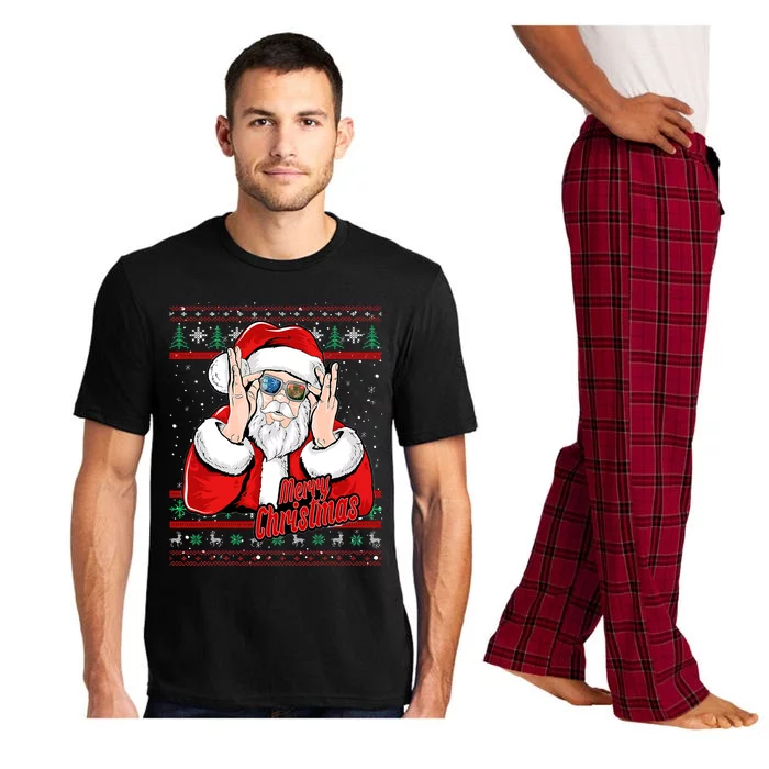 Santa DJ EDM Novelty Christmas DJ Xmas Holiday Pajama Set