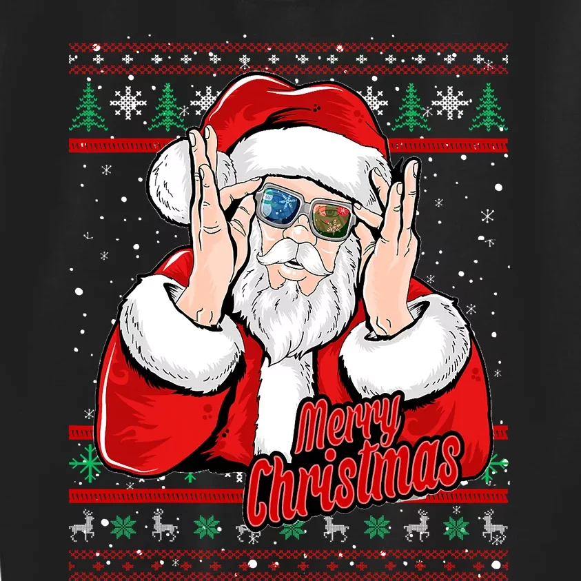 Santa DJ EDM Novelty Christmas DJ Xmas Holiday Kids Sweatshirt