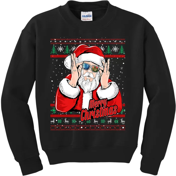 Santa DJ EDM Novelty Christmas DJ Xmas Holiday Kids Sweatshirt