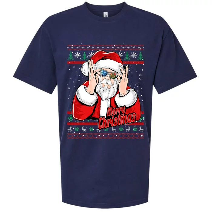 Santa DJ EDM Novelty Christmas DJ Xmas Holiday Sueded Cloud Jersey T-Shirt