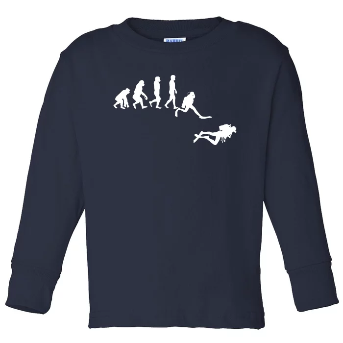 Scuba Dive Evolution Diving Diver Ocean Lover Gift Toddler Long Sleeve Shirt