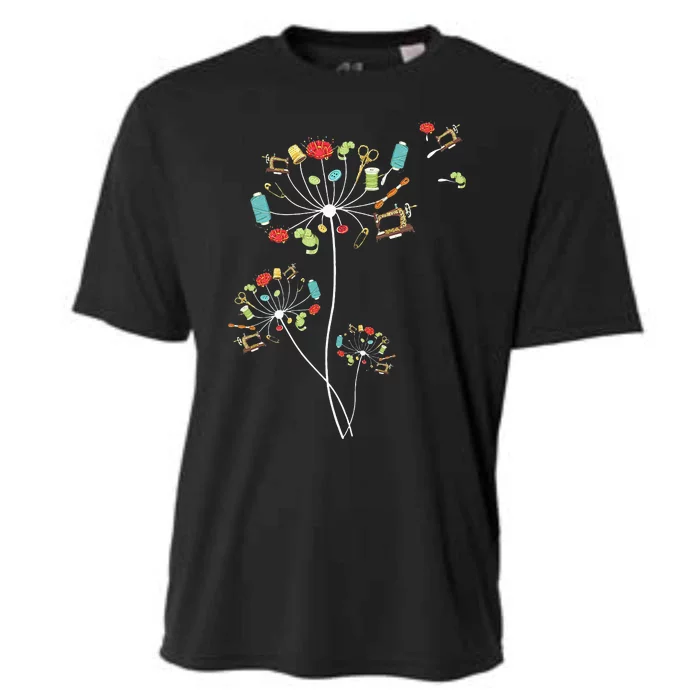 Sewing Dandelion Flowers Quilting Cooling Performance Crew T-Shirt