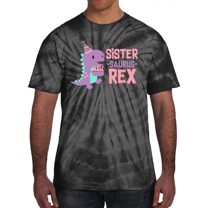 Sister Dinosaur Family Matching Dino Birthday Party Tie-Dye T-Shirt