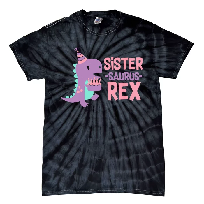 Sister Dinosaur Family Matching Dino Birthday Party Tie-Dye T-Shirt