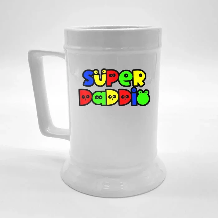 Super Daddio Funny Gamer Dad Fathers Day Video Game Lover Front & Back Beer Stein