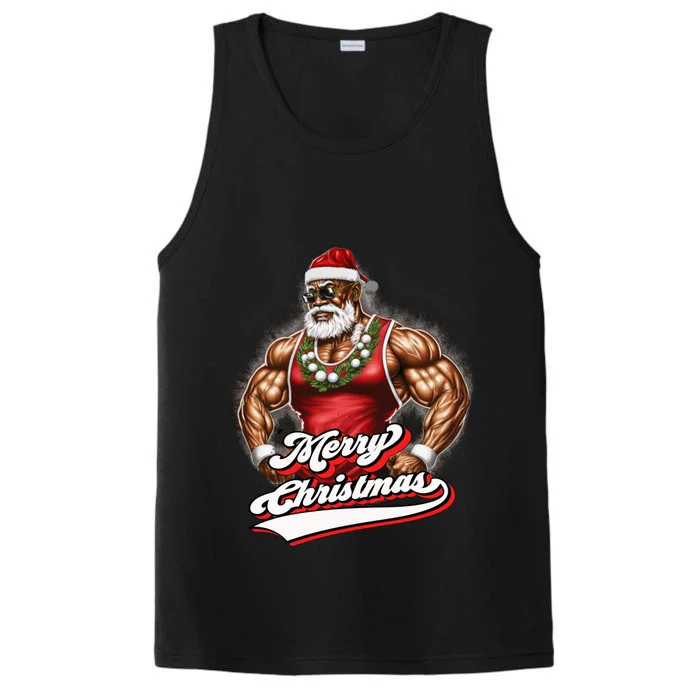 Santa Deadlift Fitness Christmas Funny Gym Christmas Cute Gift Performance Tank