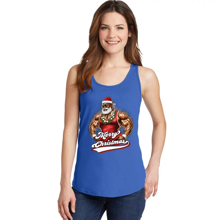 Santa Deadlift Fitness Christmas Funny Gym Christmas Cute Gift Ladies Essential Tank