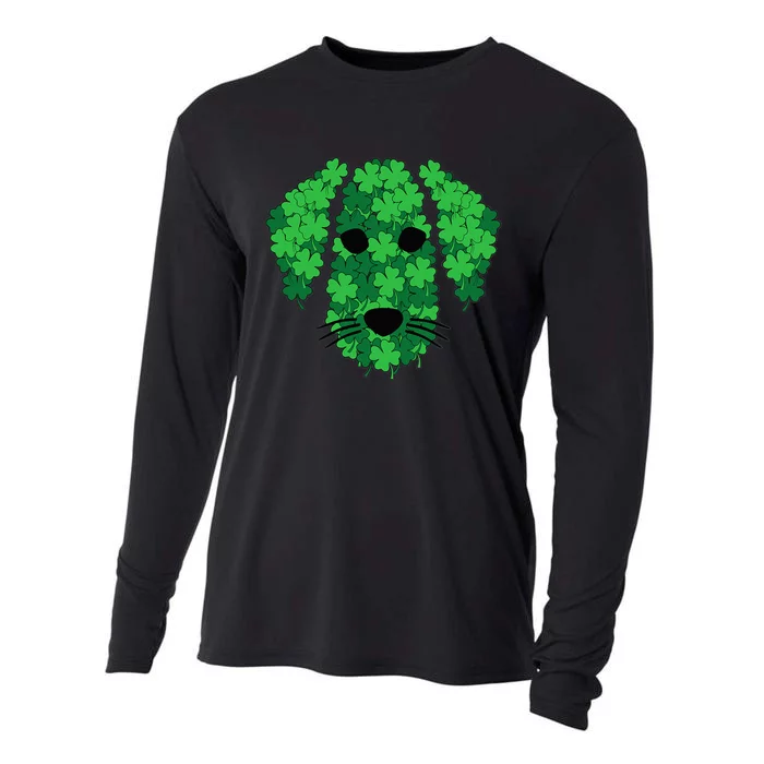 Shamrock Dog Face St Patricks Day Cute Puppy Doggie Clover Cooling Performance Long Sleeve Crew