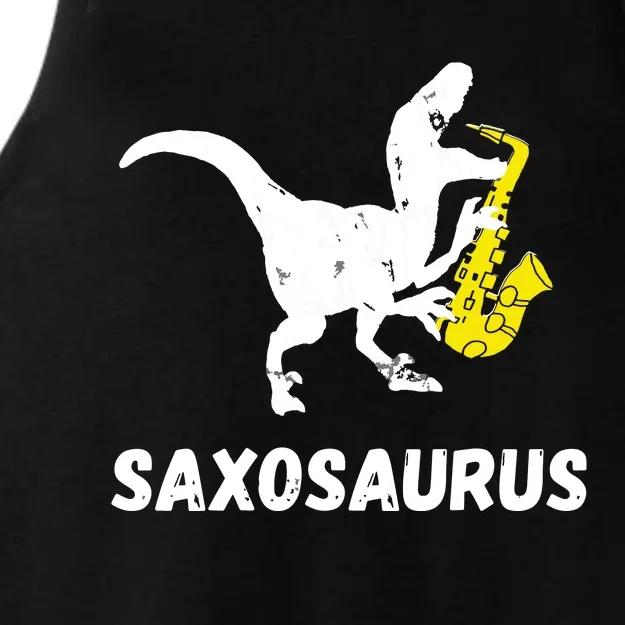 Sax Dinosaur Funny Saxophone Dino Saxophonist TRex Ladies Tri-Blend Wicking Tank