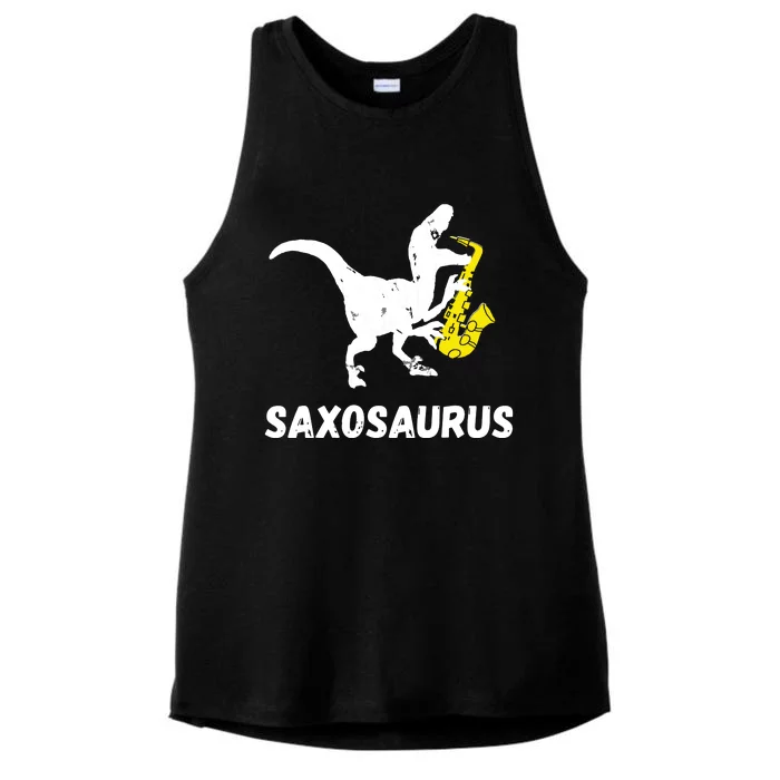 Sax Dinosaur Funny Saxophone Dino Saxophonist TRex Ladies Tri-Blend Wicking Tank