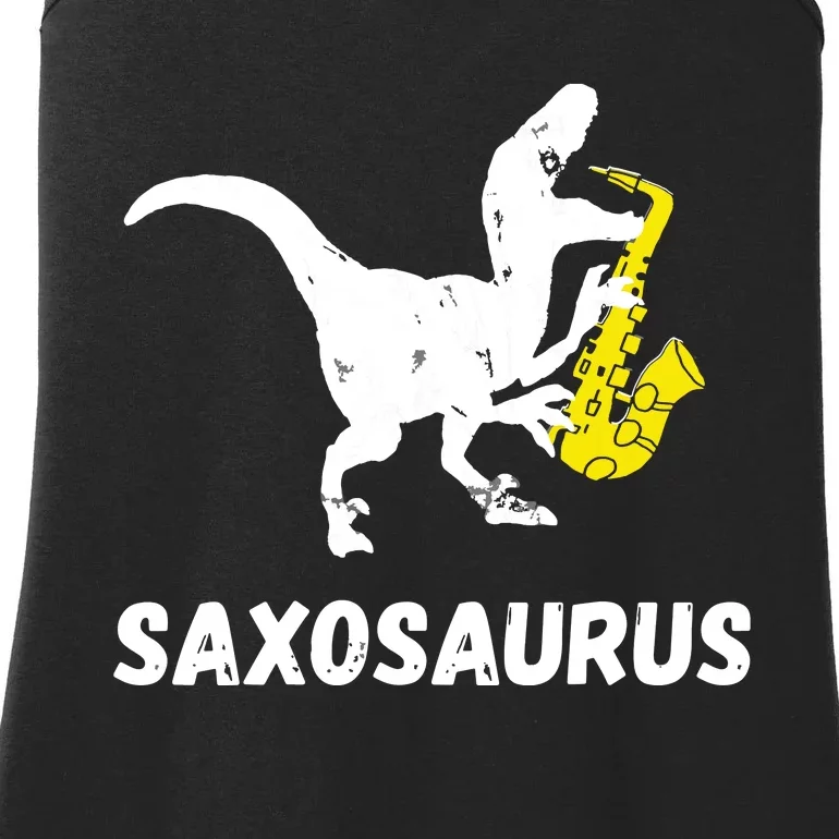 Sax Dinosaur Funny Saxophone Dino Saxophonist TRex Ladies Essential Tank