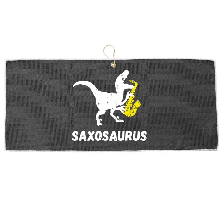 Sax Dinosaur Funny Saxophone Dino Saxophonist TRex Large Microfiber Waffle Golf Towel