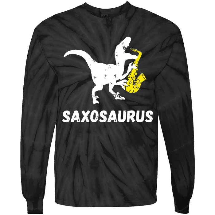 Sax Dinosaur Funny Saxophone Dino Saxophonist TRex Tie-Dye Long Sleeve Shirt