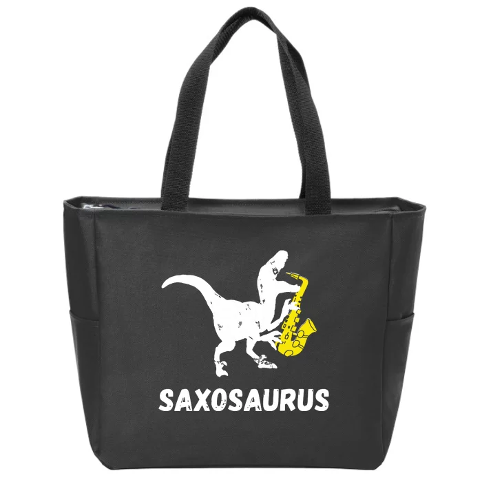 Sax Dinosaur Funny Saxophone Dino Saxophonist TRex Zip Tote Bag