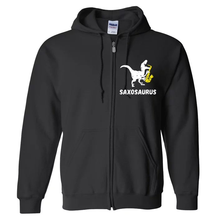 Sax Dinosaur Funny Saxophone Dino Saxophonist TRex Full Zip Hoodie