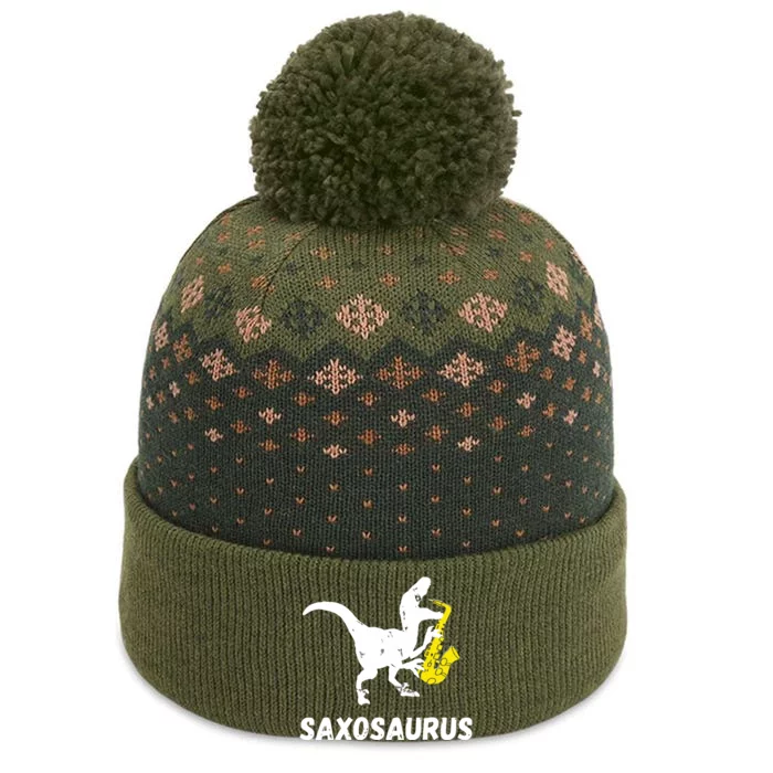 Sax Dinosaur Funny Saxophone Dino Saxophonist TRex The Baniff Cuffed Pom Beanie