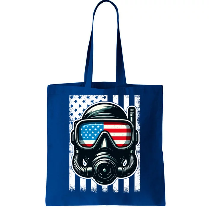 Scuba Diving Flag Patriotic Usa 4th Of July Vintage Cool Gift Tote Bag