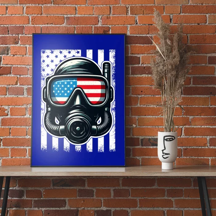 Scuba Diving Flag Patriotic Usa 4th Of July Vintage Cool Gift Poster