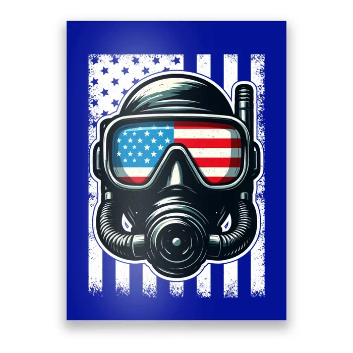 Scuba Diving Flag Patriotic Usa 4th Of July Vintage Cool Gift Poster