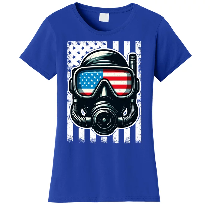 Scuba Diving Flag Patriotic Usa 4th Of July Vintage Cool Gift Women's T-Shirt