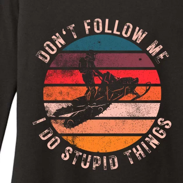 Snowmobile Don't Follow Me I Do Stupid Things Retro Sled Gift Womens CVC Long Sleeve Shirt