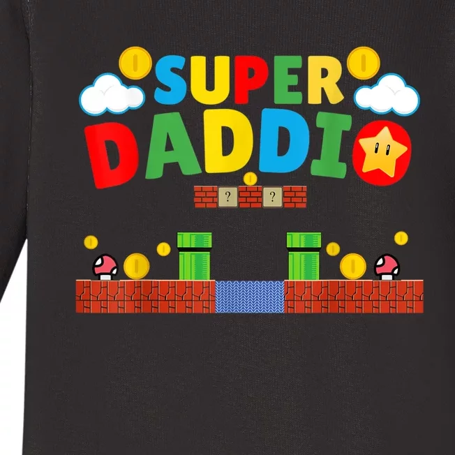 Super Dad Father's Day Gamer Daddy Super Daddio Baby Long Sleeve Bodysuit