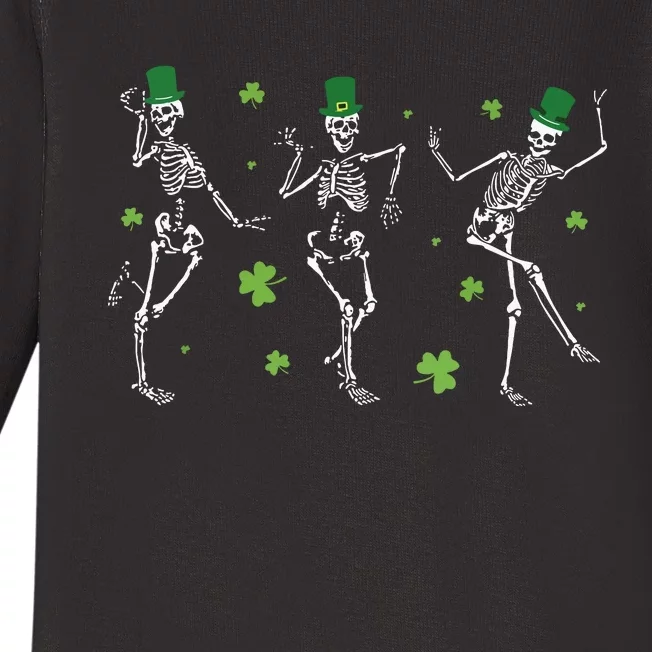 Skeletons Dancing Funny St Patricks Day Skeleton Baby Long Sleeve Bodysuit