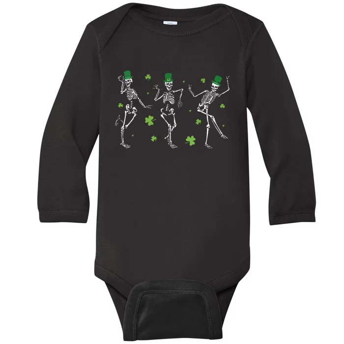 Skeletons Dancing Funny St Patricks Day Skeleton Baby Long Sleeve Bodysuit