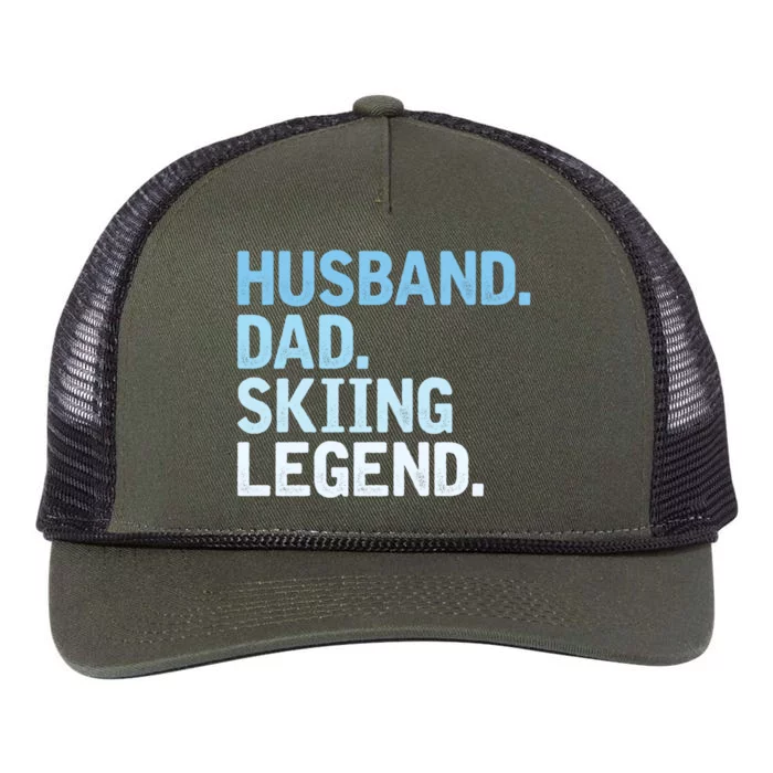 Skiing Dad Funny Husband Dad Skiing Legend Fathers Day Gift Retro Rope Trucker Hat Cap