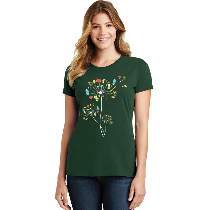 Sewing Dandelion Flowers Quilting Women's T-Shirt