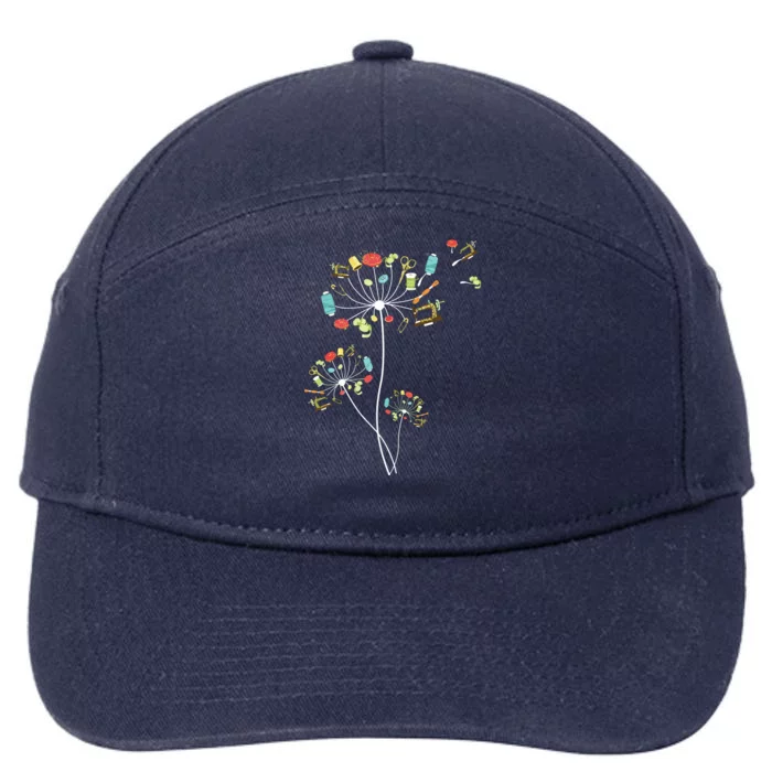 Sewing Dandelion Flowers Quilting 7-Panel Snapback Hat