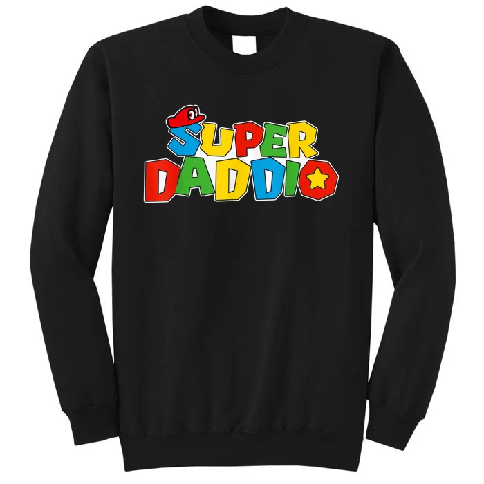 Super Daddio Funny Gamer Dad Fathers Day Video Game Lover Tall Sweatshirt