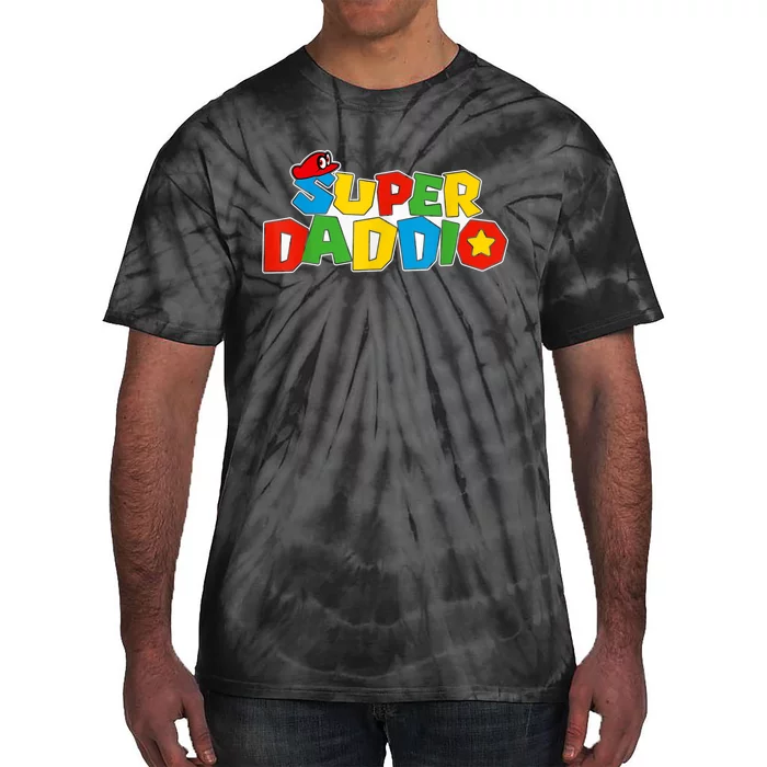 Super Daddio Funny Gamer Dad Fathers Day Video Game Lover Tie-Dye T-Shirt