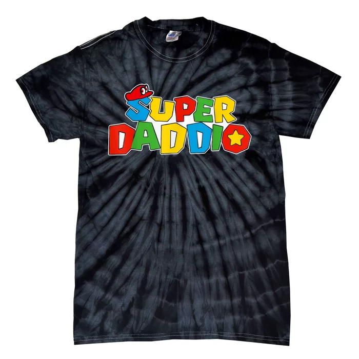 Super Daddio Funny Gamer Dad Fathers Day Video Game Lover Tie-Dye T-Shirt