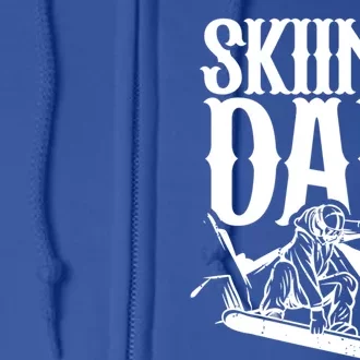 Skiing Dad Father Skier Ski Daddy Papa Father's Day Gift Full Zip Hoodie