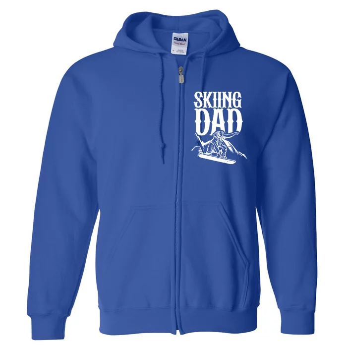 Skiing Dad Father Skier Ski Daddy Papa Father's Day Gift Full Zip Hoodie