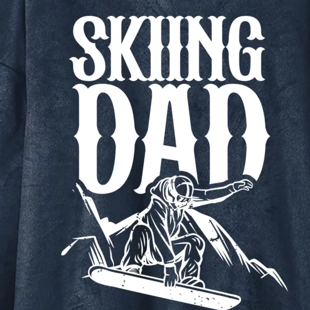 Skiing Dad Father Skier Ski Daddy Papa Father's Day Gift Hooded Wearable Blanket