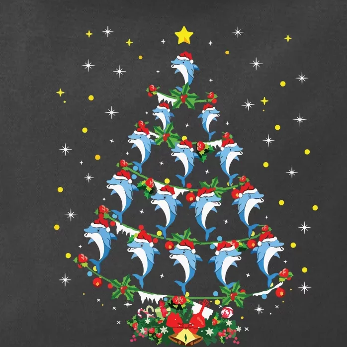 Santa Dolphin Fish Lover Xmas Gift Dolphin Christmas Tree Zip Tote Bag