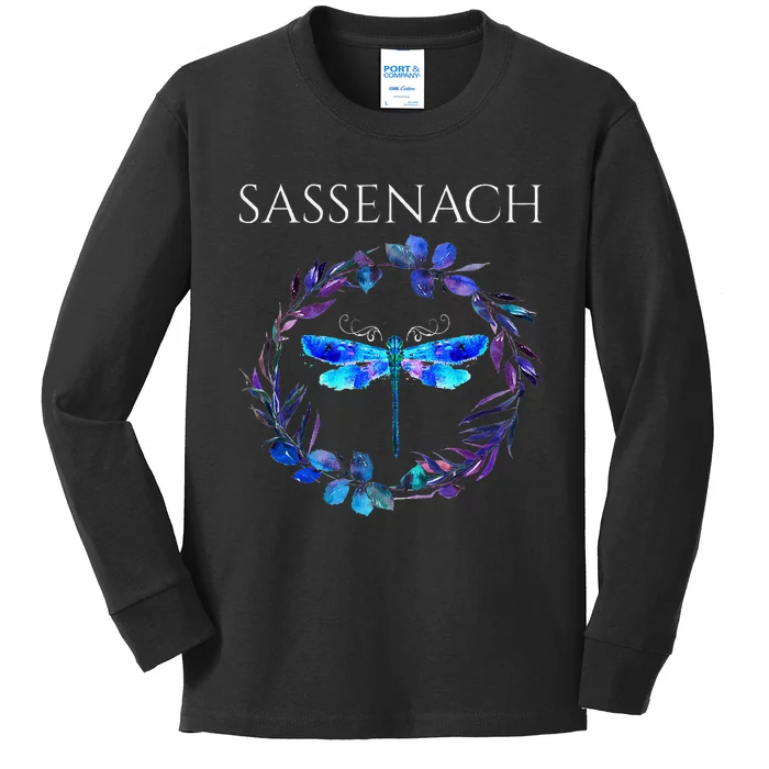 Sassenach Dragonfly Floral Flowers Kids Long Sleeve Shirt