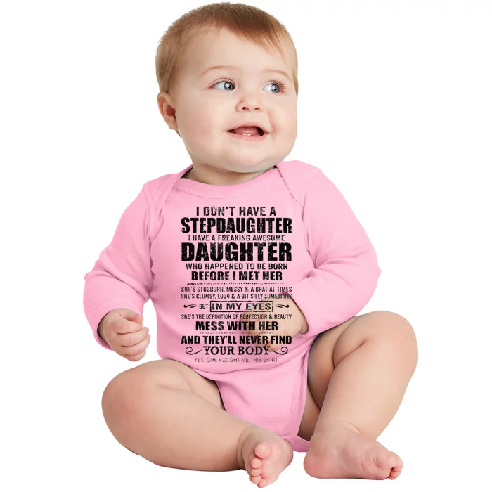 Step Dad Fathers Day Bonus Dad Gift From Wife Son Daughter Baby Long Sleeve Bodysuit