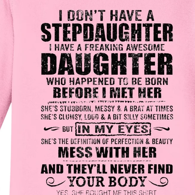 Step Dad Fathers Day Bonus Dad Gift From Wife Son Daughter Baby Long Sleeve Bodysuit